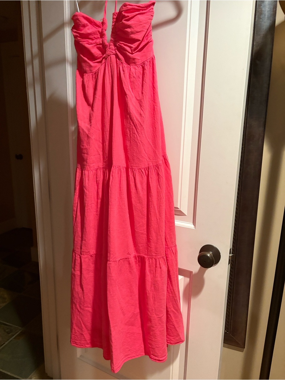 Blanco by Nature Carlotta Raspberry Pink Tiered Maxi Dress Size Small - Picture 5 of 8